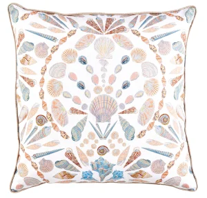 decorative pillow with shell design. Sold by GDC Home in Charleston, SC