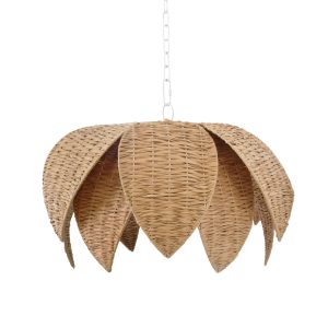 lotus shaped pendant, natural raffia, sold by GDC Home in Charleston, SC