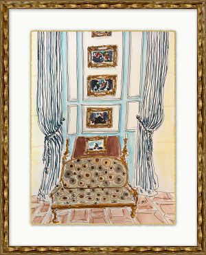 old sofa against a window, framed