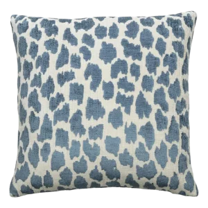 blue chenille animal print decorative pillow