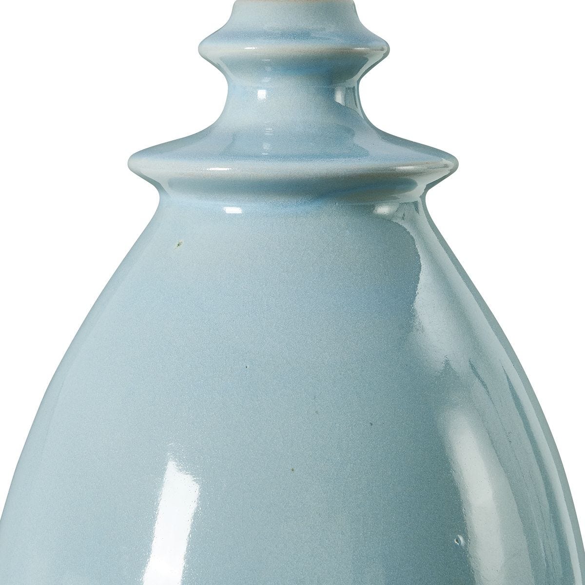 detail of light blue glaze on table lamp