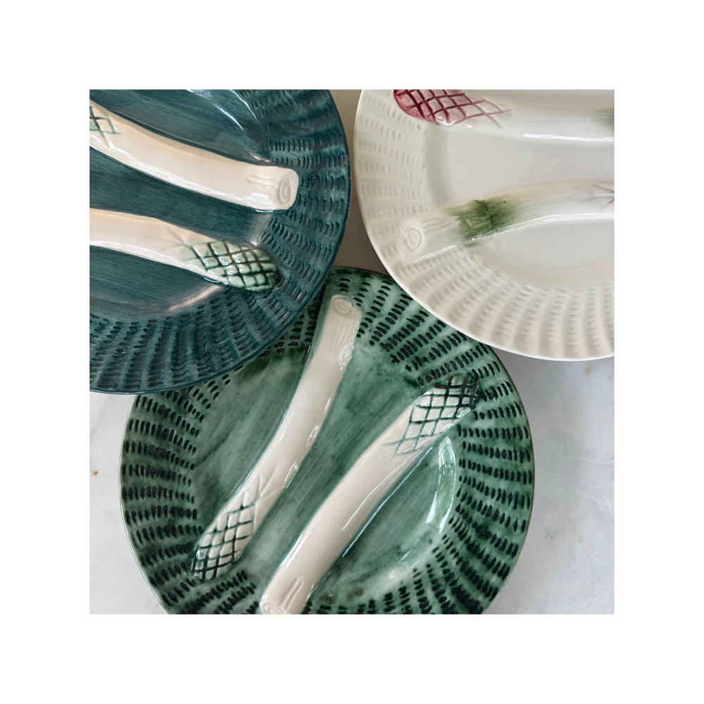 lifestyle image of decorative asparagus plates