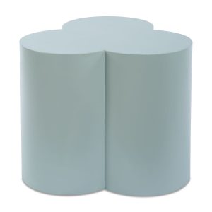 trefoil shaped side table in light blue finish