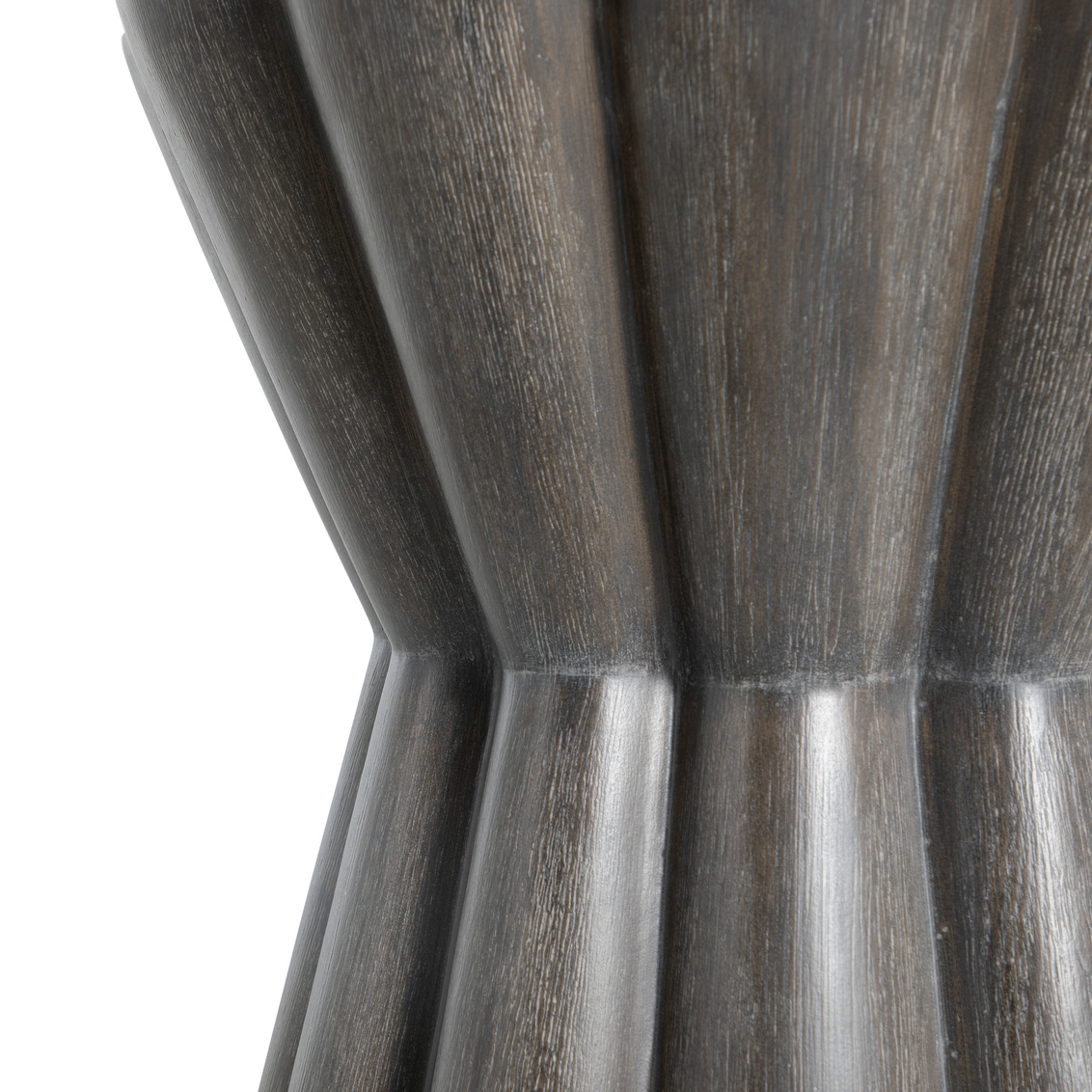 detail of side table with scalloped edges and forest black finish finish, sold by GDC Home in Charleston