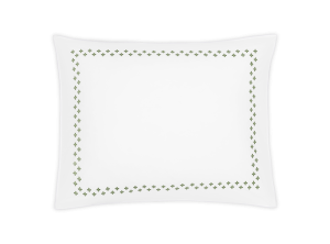 white bedding pillow sham with clover embroidered Moroccan tilework design