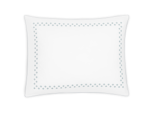 white bedding pillow sham with pool embroidered Moroccan tilework design