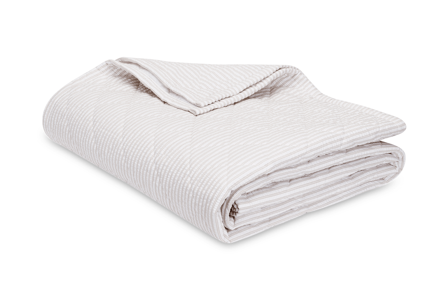 folded quilt in natural seersucker