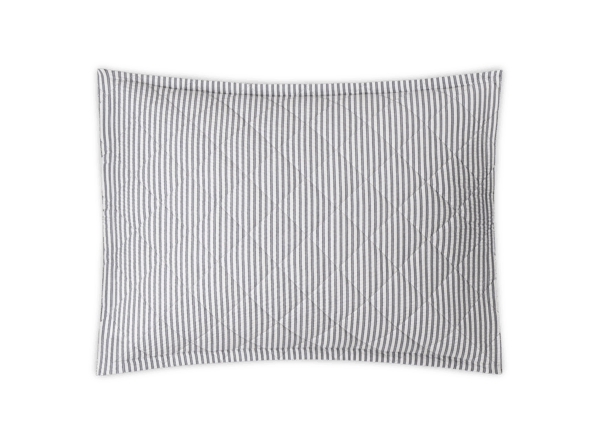 quilted sham in dark navy seersucker