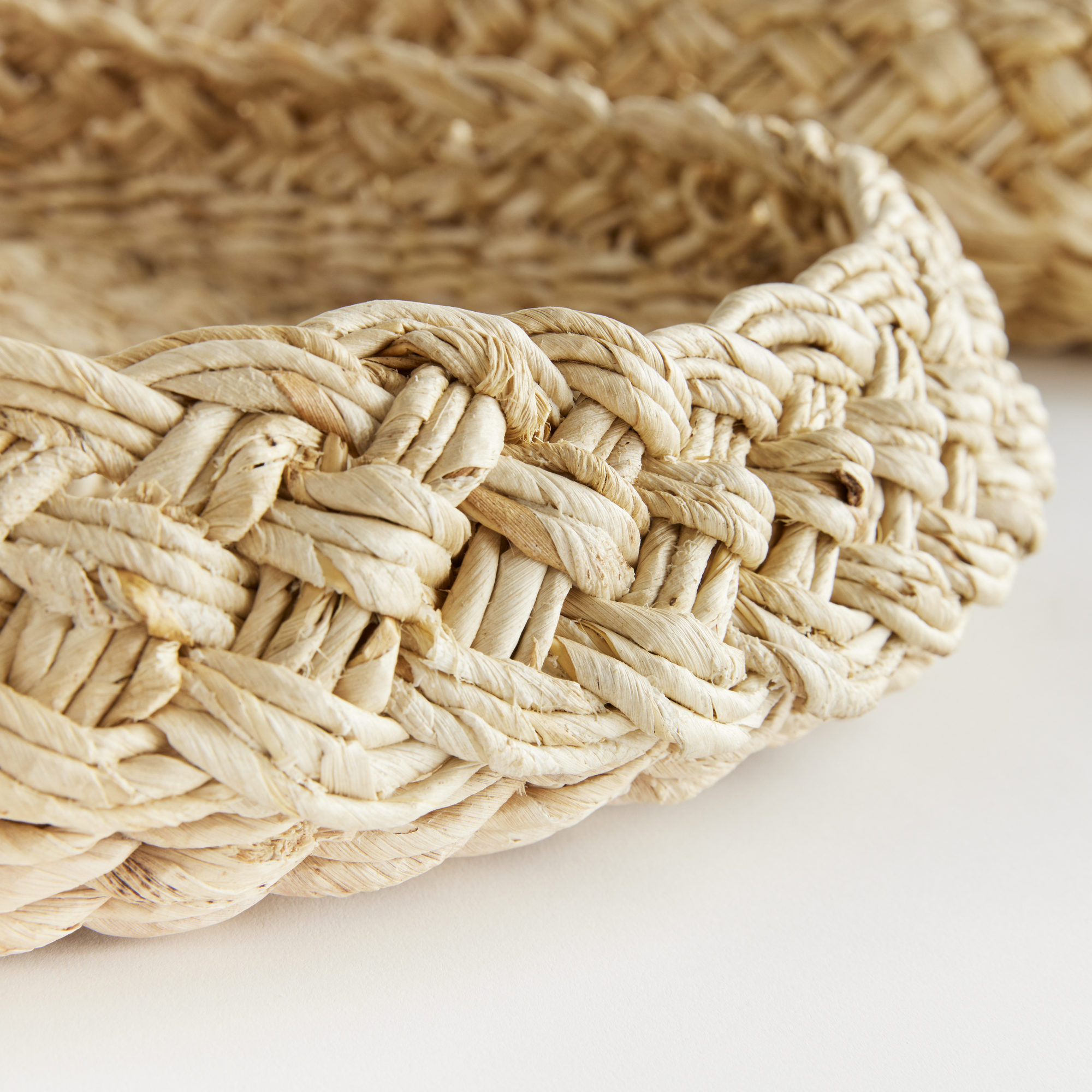 detail of braided abaca round tray