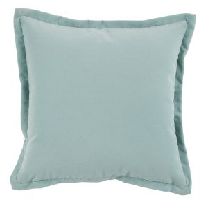outdoor velvet decorative pillow in aqua