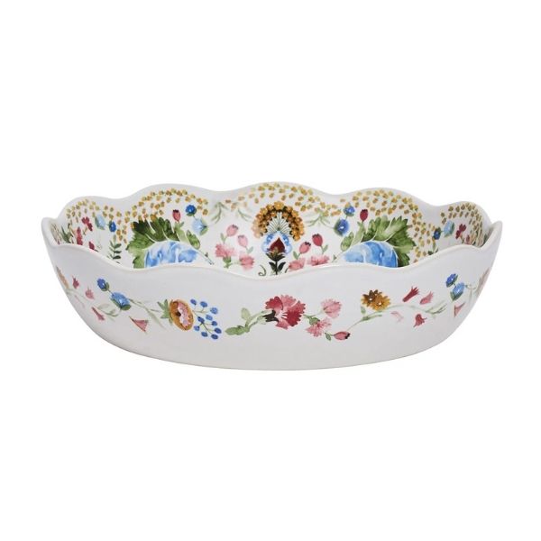 Floral motif serving bowl for coastal dining rooms
