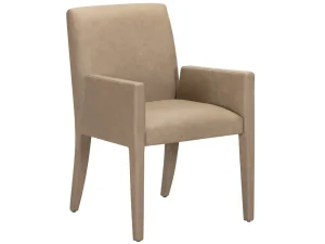 dining arm chair in light brown leather