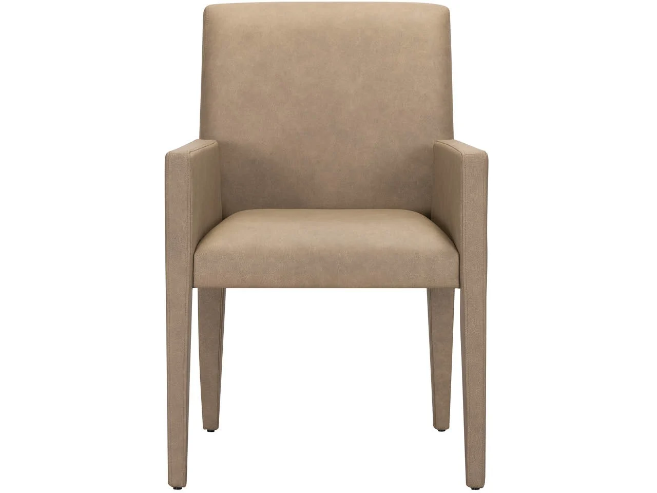 front view of arm chair in light brown leather