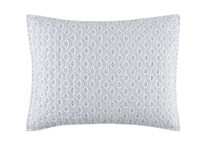 blue block print sham, dotted wave, coastal