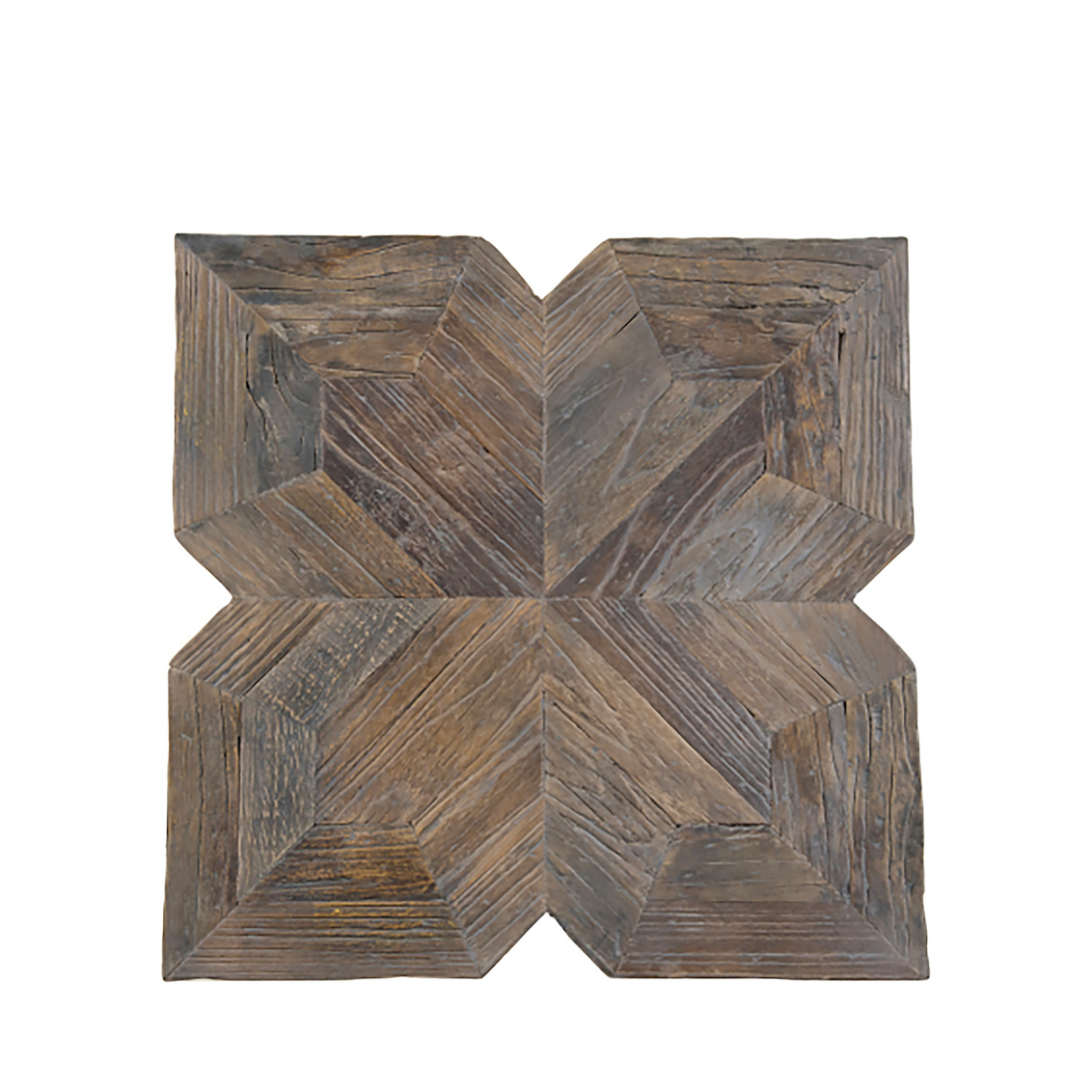 top view of side table with geometric design, reclaimed wood, sold by GDC Home in Charleston, SC
