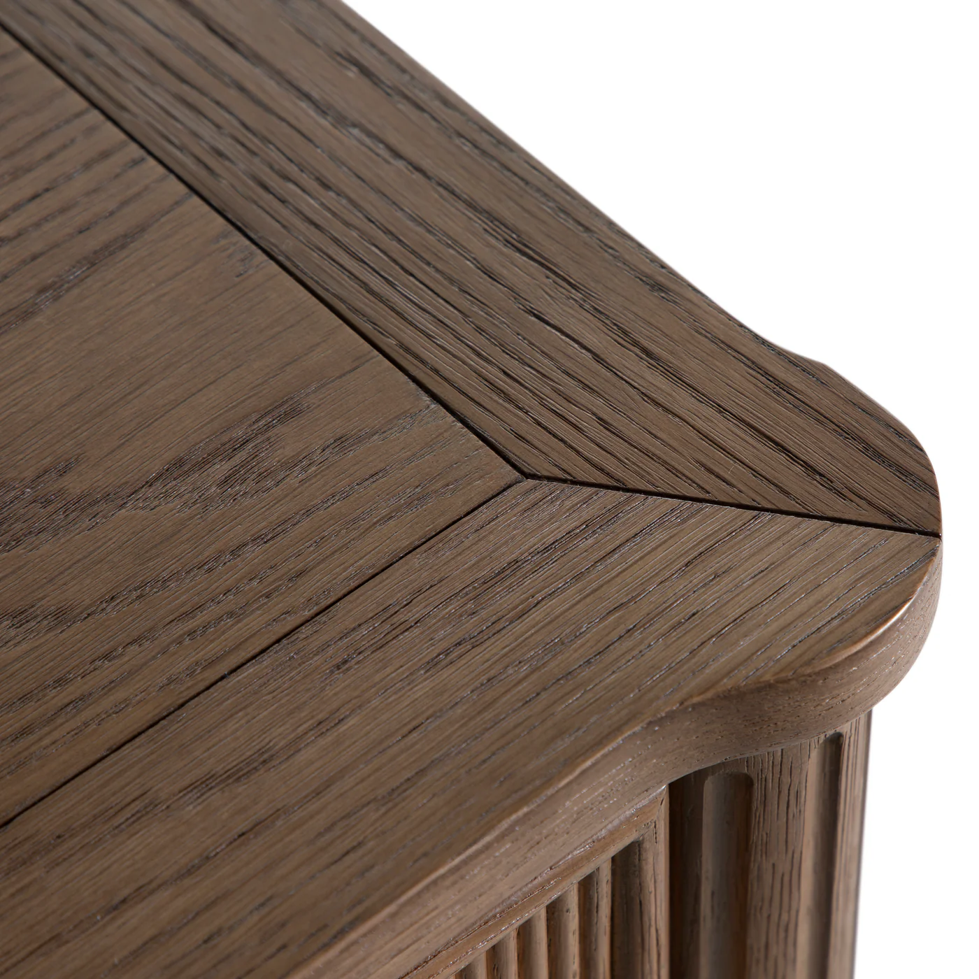 detail of three drawer dresser, oak finish, sold by GDC Home in Charleston, SC