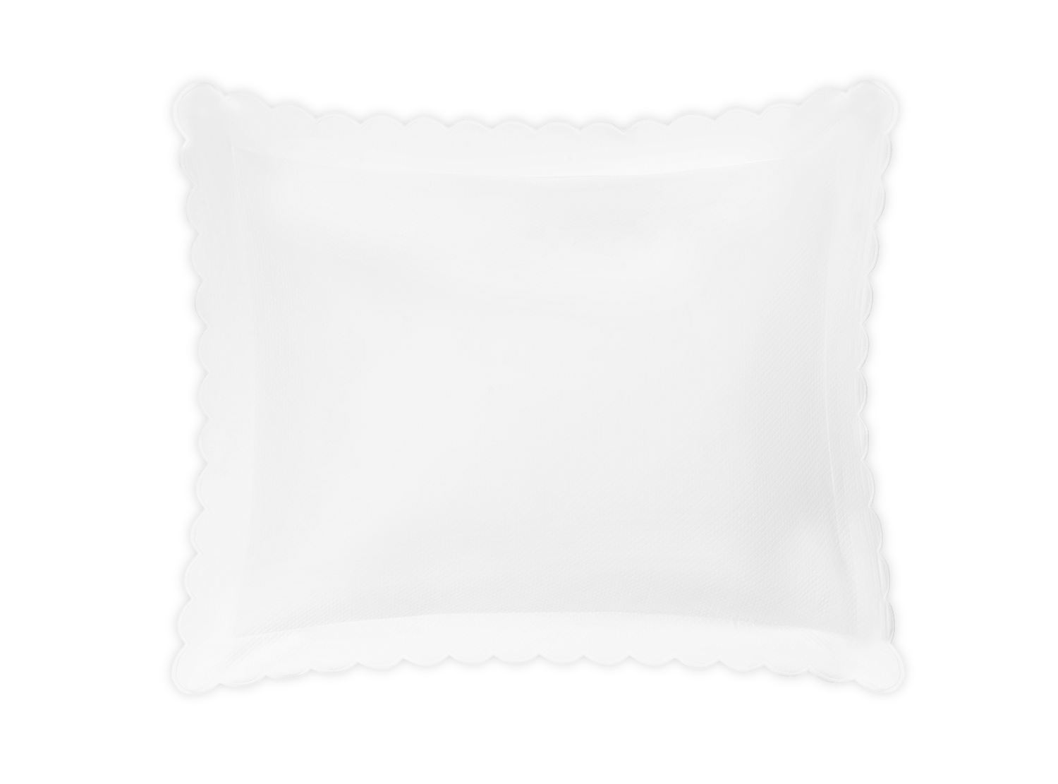 diamond patterned white sham with scalloped edges