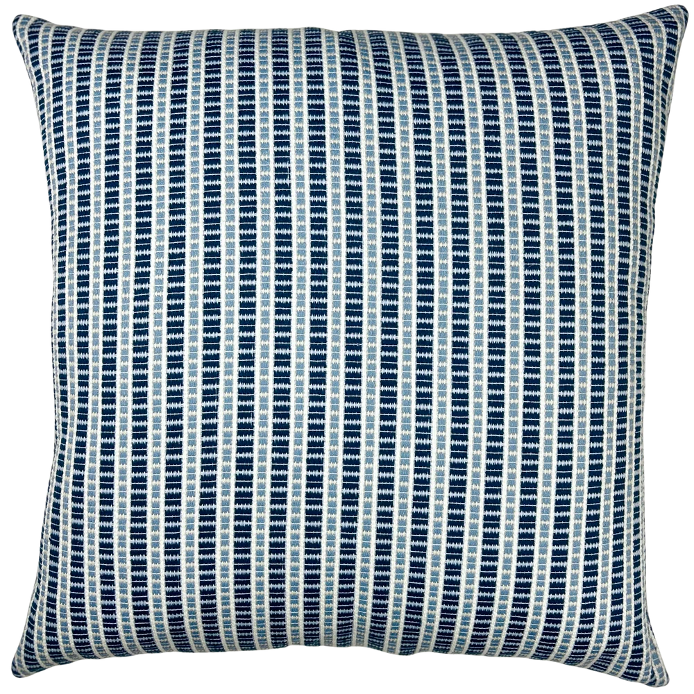 Textured striped throw pillow in navy and marine blue