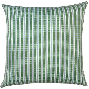 Textured striped throw pillow in pool blue and green