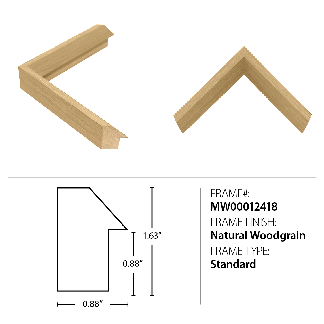 detail of natural woodgrain frame
