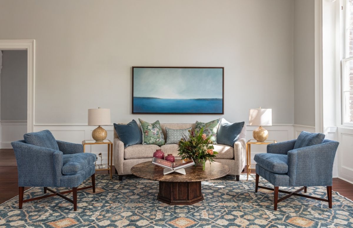 Sofa styles and silhouettes demonstrated in a Charleston living room, furnished by the best furniture stores Charleston has to offer, GDC Home furniture stores Mt Pleasant, Charleston, and Kiawah Island