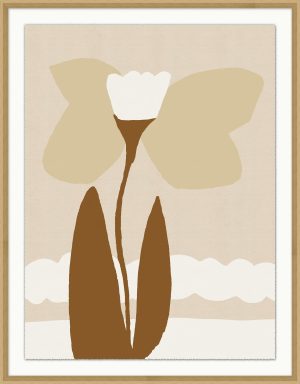 abstract art of flower in a meadow, neutral colors, framed with mat