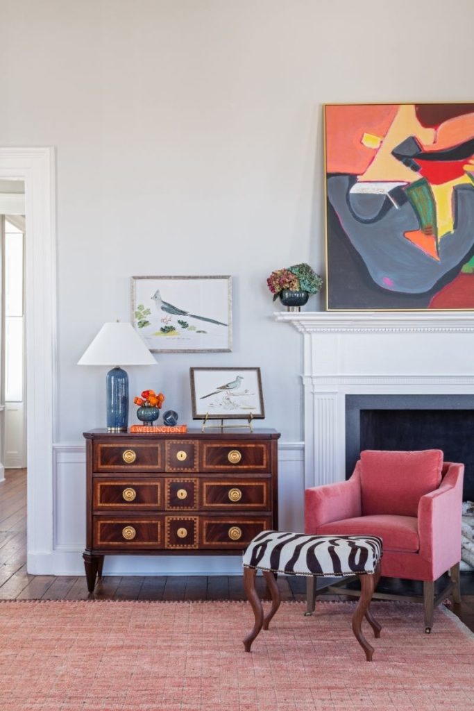 A vignette showing what is an accent chair, styled with Charleston furniture from GDC