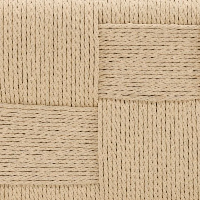 close up of woven paper cording on dining chair seats and backs