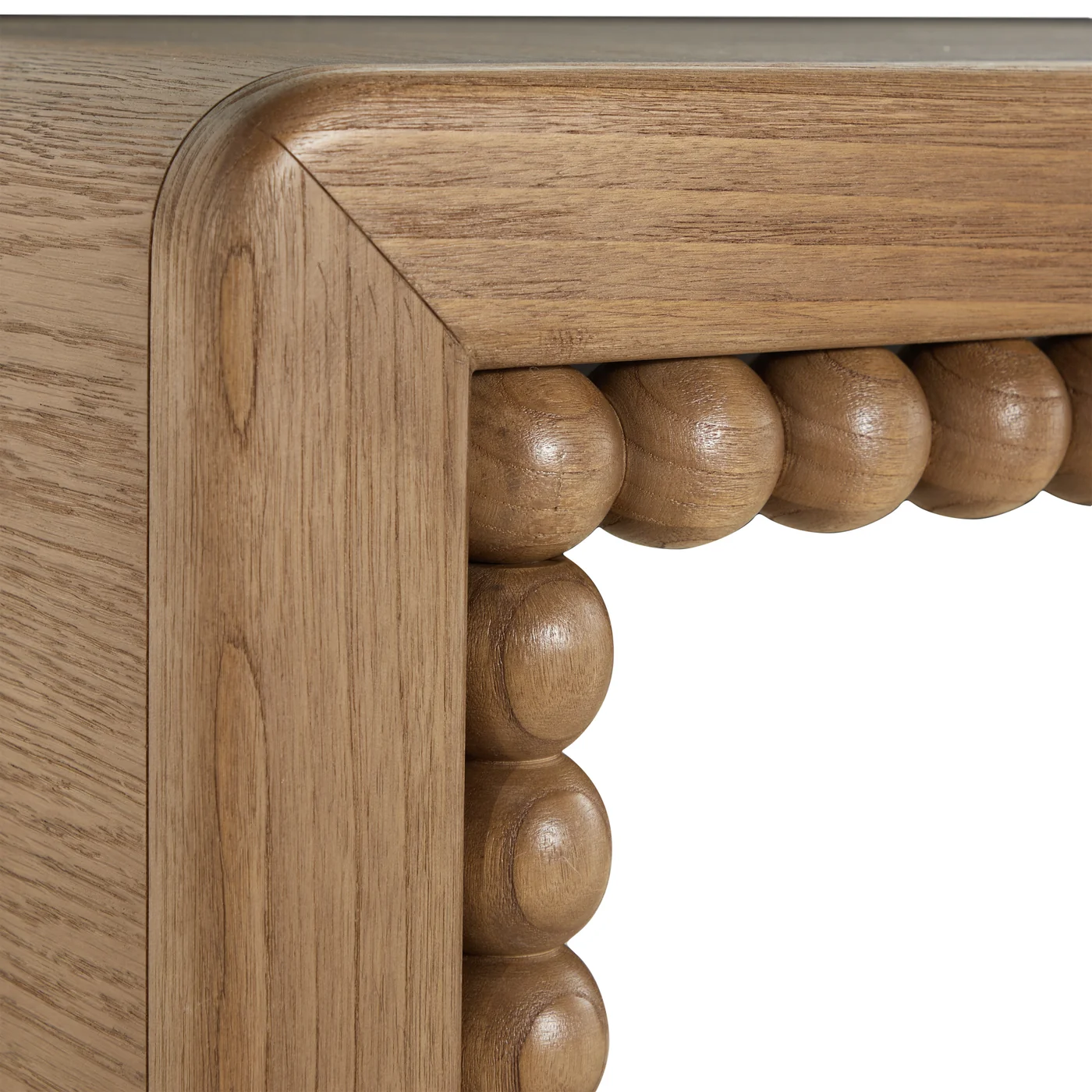 detail of bobbin trim console table