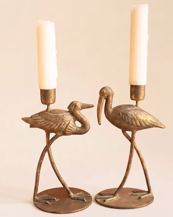 Shorebird Taper Candle Holders, Set of 2