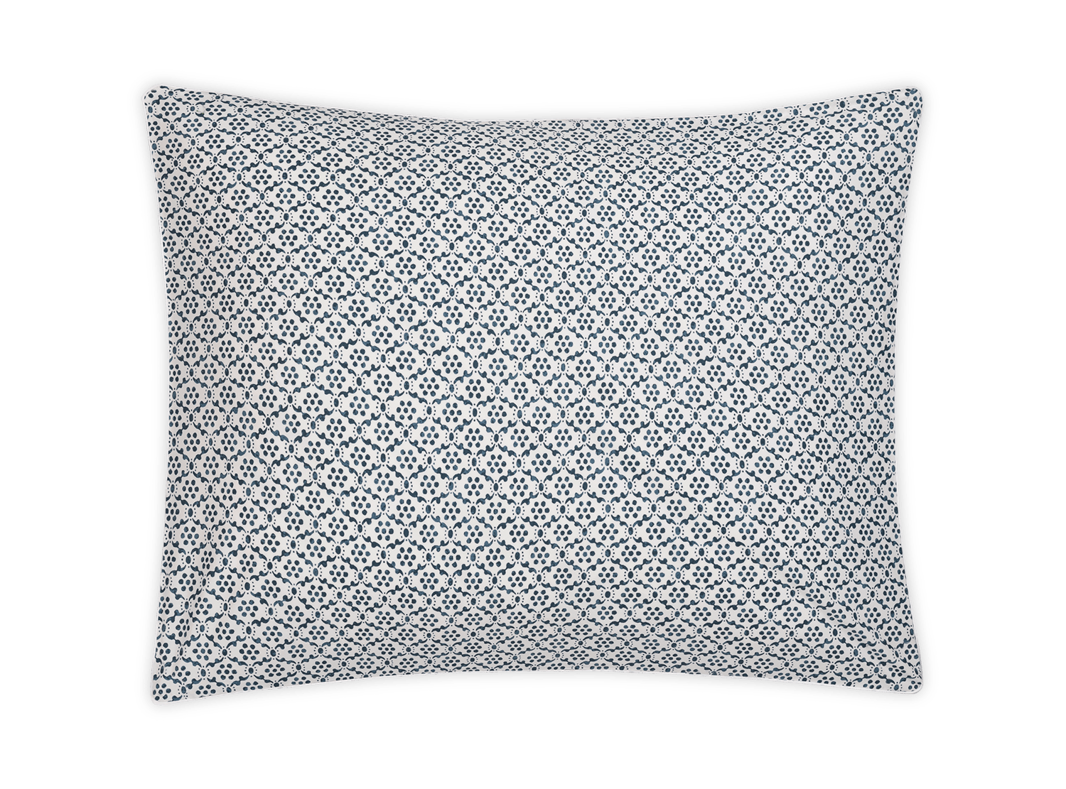pillow sham with small scale indian block print motif in indigo