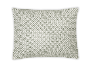 pillow sham with small scale indian block print motif in olive green