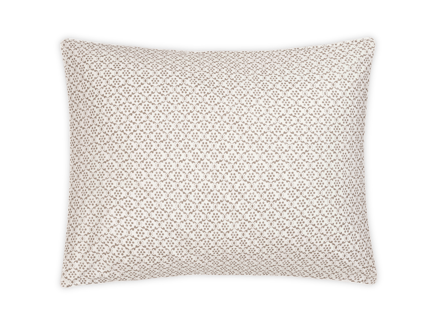 pillow sham with small scale indian block print motif in taupe