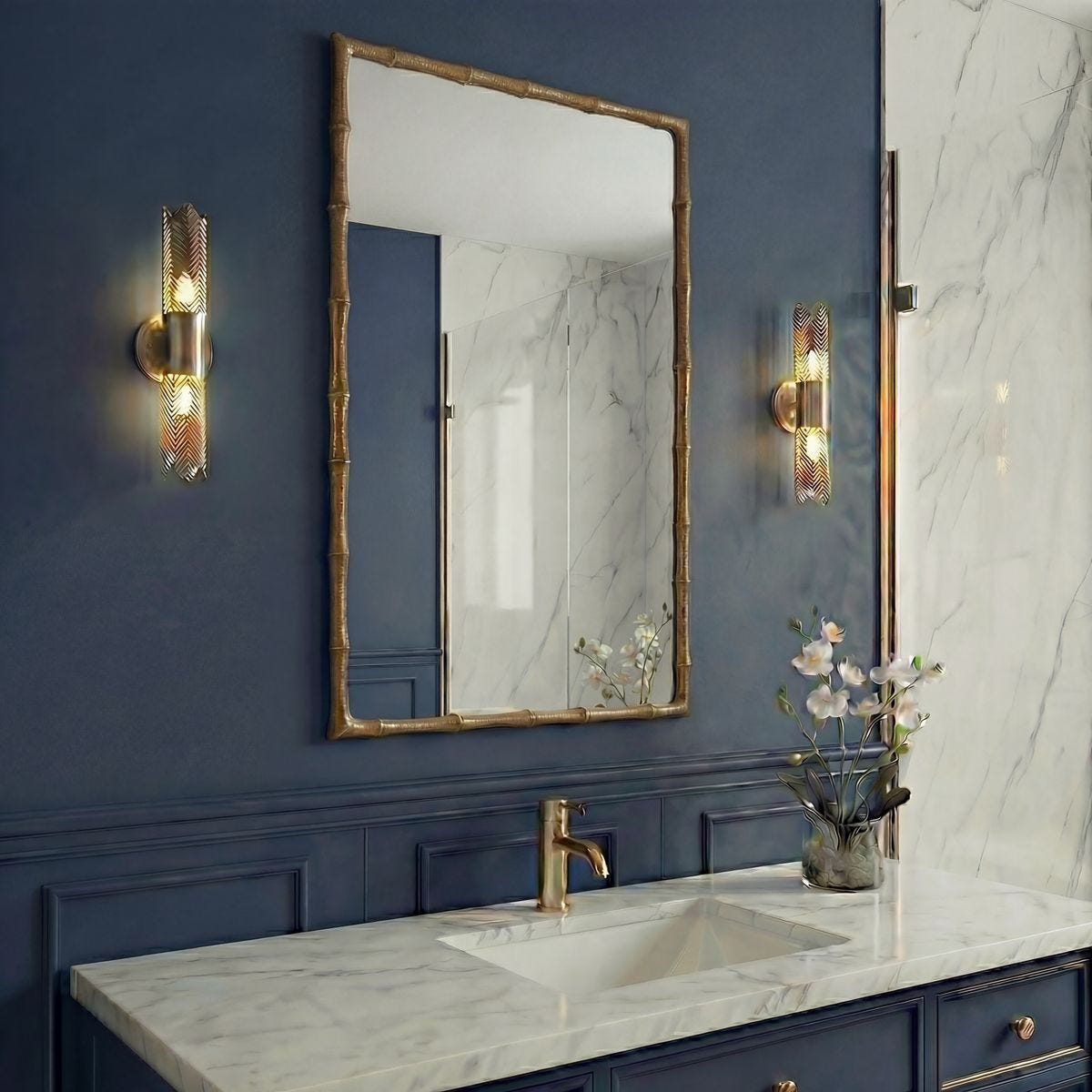 Brass Bamboo Mirror - Image 2